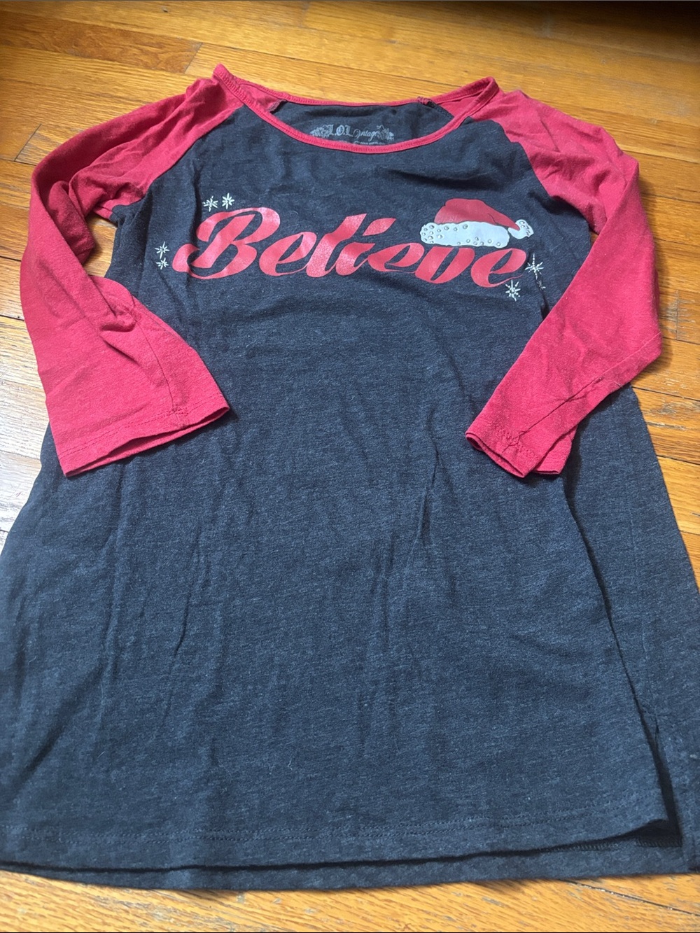 L.O.L. Vintage Raglan Tee - Red and Charcoal